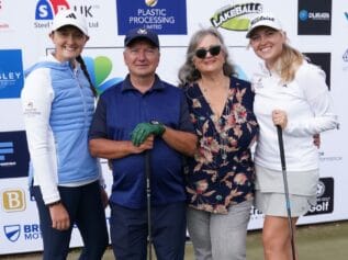 Shannon O'Dwyer with Plastic Processing Ltd's Patrick Connolly and Frances Connolly, and golfer Amy Sutheran