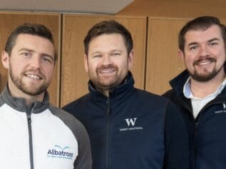 Albatross’ Andy Scrimshaw with West Nautical’s Paul Williams and Geoff Moore