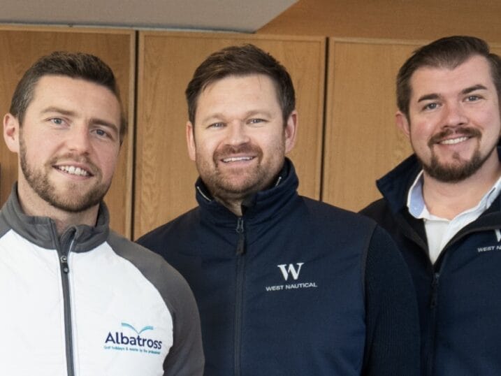 Albatross’ Andy Scrimshaw with West Nautical’s Paul Williams and Geoff Moore