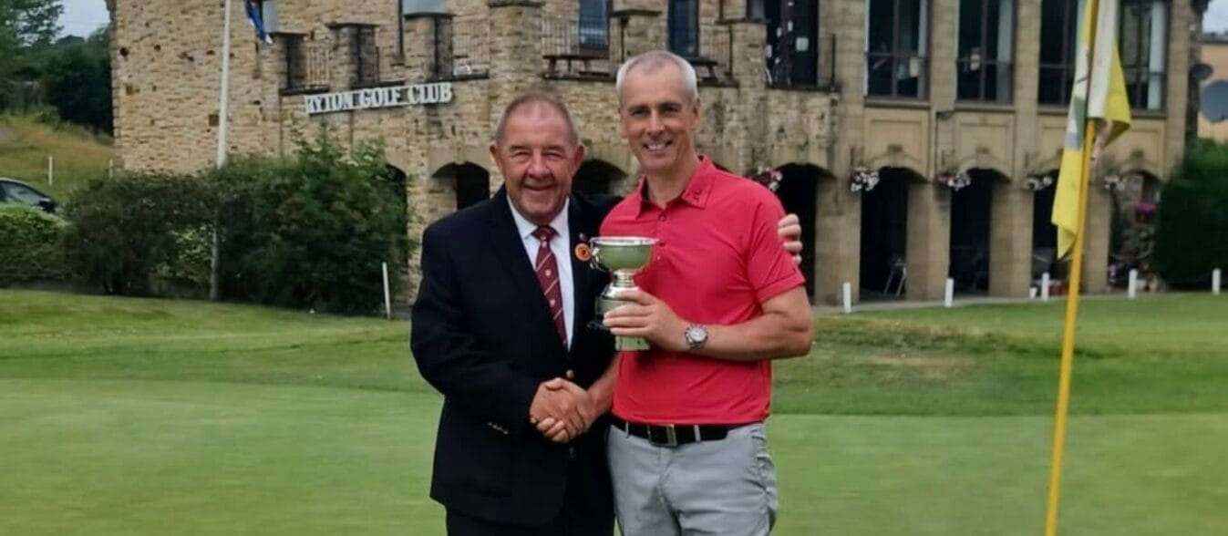 John Kennedy receiving the Durham Seniors Championship trophy