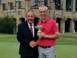 John Kennedy receiving the Durham Seniors Championship trophy