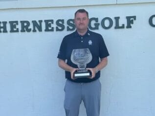 Michael Burrow with the Scottish Mid-Amateur trophy