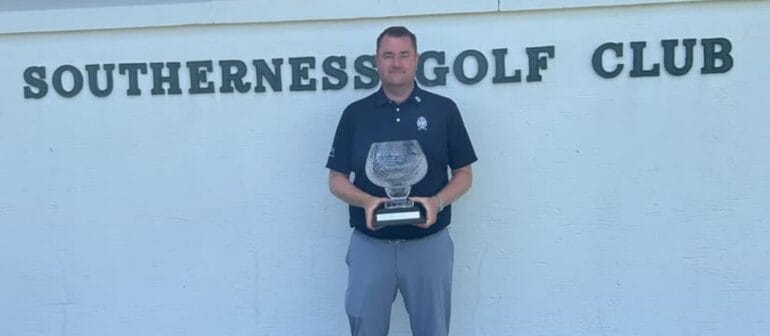 Michael Burrow with the Scottish Mid-Amateur trophy