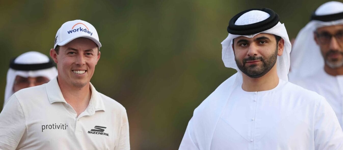 Matt Fitzpatrick and His Highness Sheikh Mansoor Bin Mohammed Bin Rashid Al Maktoum (Credit: DP World Tour)