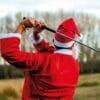 Santa playing golf