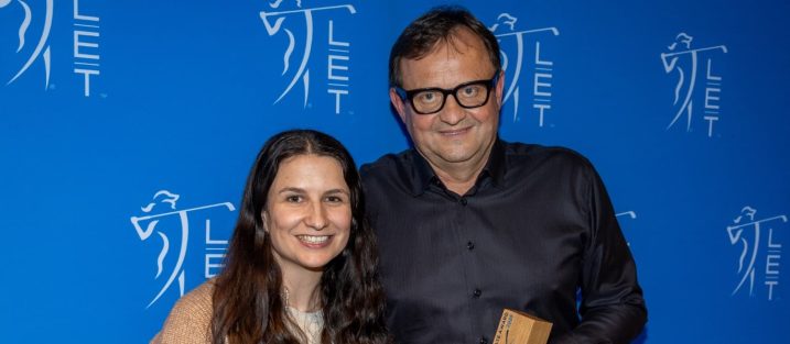 LET head of tournament business Zoe Fitz-Costa and Lubos Kozeluh with the LET Elevate Award