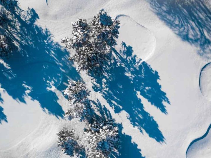 Snowy golf course