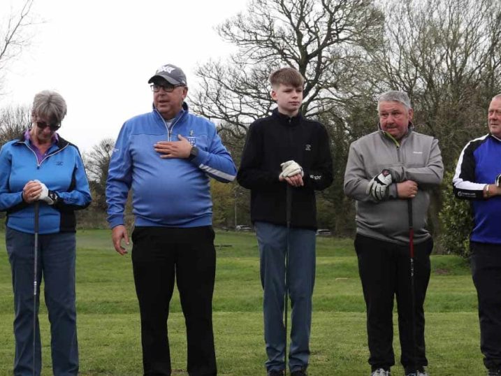 Phil Cook (seniors’ captain), Janet Catterall (lady captain), Chris Wren (secretary), Shey Kelsey (junior captain), Steve Kendrew (club captain), Garry Dixon (rabbits’ captain) and Jeff Whittam (PGA professional)