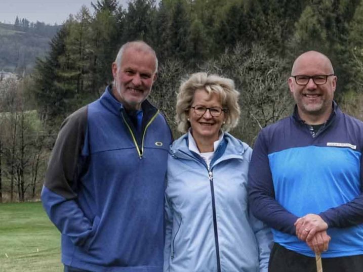 Graham Mason (seniors’ captain), Shirley Mørch (lady captain) and Richard Foster (club captain). Image credit: Robin Ree